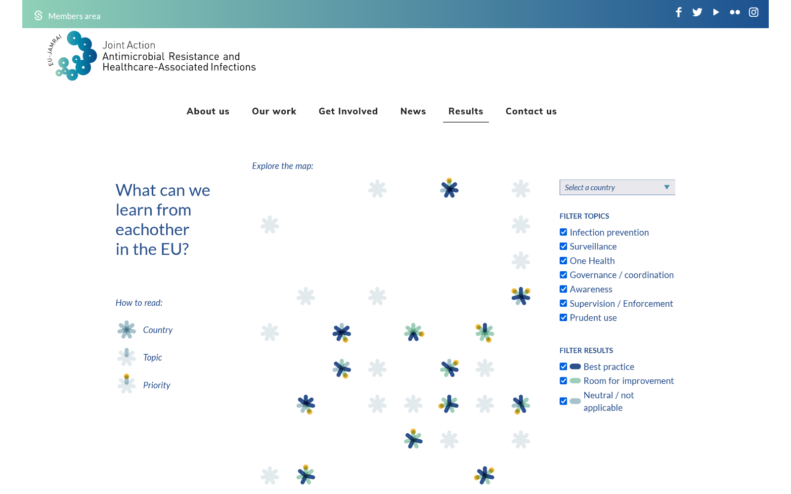 Screenshot van de datavisualisatie op de EU-JAMRAI website